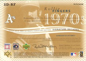 2005 UD Ultimate Signature Edition - Decades #SD-RF Rollie Fingers Back