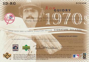 2005 UD Ultimate Signature Edition - Decades #SD-RG Ron Guidry Back