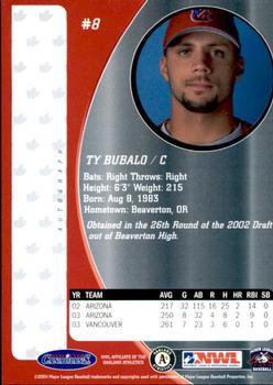 2004 Vancouver Canadians #NNO Ty Bubalo Back