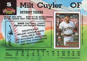 1992 Stadium Club #5 Milt Cuyler Back