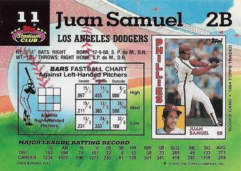 1992 Stadium Club #11 Juan Samuel Back
