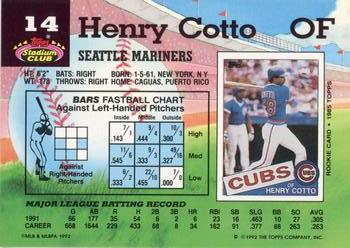 1992 Stadium Club #14 Henry Cotto Back