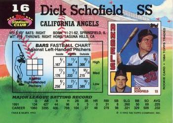 1992 Stadium Club #16 Dick Schofield Back