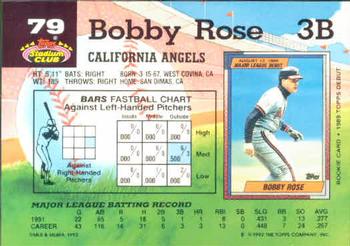1992 Stadium Club #79 Bobby Rose Back