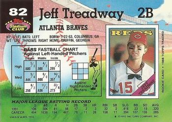 1992 Stadium Club #82 Jeff Treadway Back