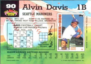 1992 Stadium Club #90 Alvin Davis Back