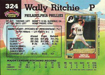 1992 Stadium Club #324 Wally Ritchie Back