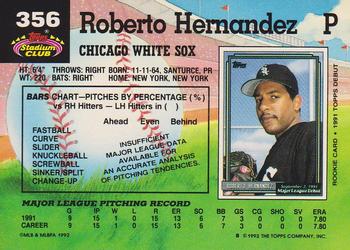1992 Stadium Club #356 Roberto Hernandez Back