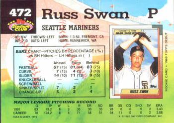1992 Stadium Club #472 Russ Swan Back