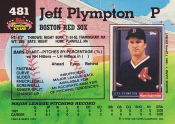 1992 Stadium Club #481 Jeff Plympton Back