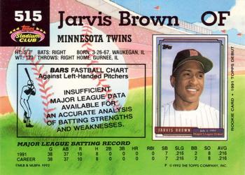 1992 Stadium Club #515 Jarvis Brown Back