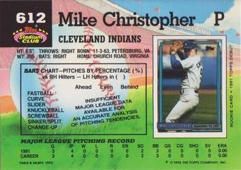 1992 Stadium Club #612 Mike Christopher Back