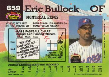 1992 Stadium Club #659 Eric Bullock Back