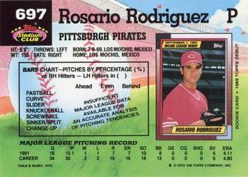 1992 Stadium Club #697 Rosario Rodriguez Back
