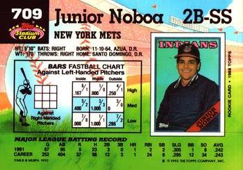 1992 Stadium Club #709 Junior Noboa Back