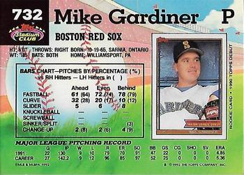 1992 Stadium Club #732 Mike Gardiner Back