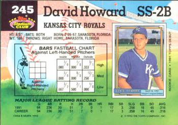 1992 Stadium Club #245 David Howard Back