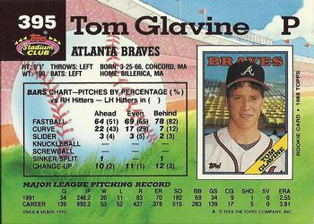 1992 Stadium Club #395 Tom Glavine Back