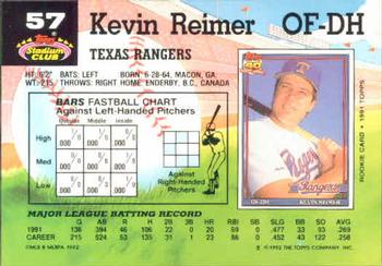 1992 Stadium Club #57 Kevin Reimer Back
