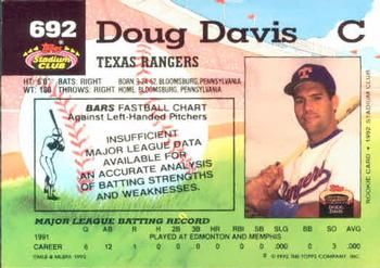 1992 Stadium Club #692 Doug Davis Back