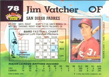 1992 Stadium Club #78 Jim Vatcher Back