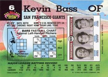 1992 Stadium Club #6 Kevin Bass Back