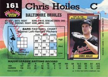 1992 Stadium Club #161 Chris Hoiles Back