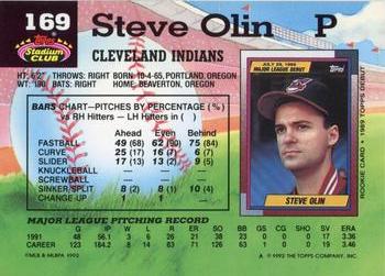 1992 Stadium Club #169 Steve Olin Back