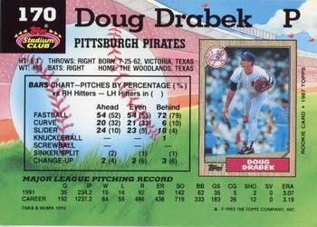 1992 Stadium Club #170 Doug Drabek Back