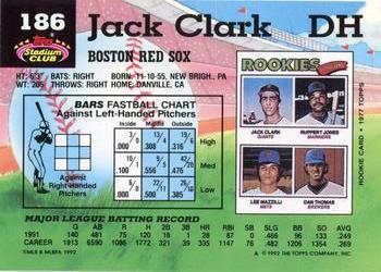 1992 Stadium Club #186 Jack Clark Back