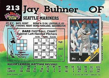 1992 Stadium Club #213 Jay Buhner Back