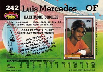 1992 Stadium Club #242 Luis Mercedes Back