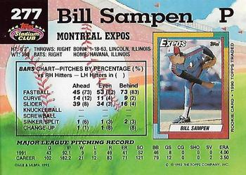 1992 Stadium Club #277 Bill Sampen Back