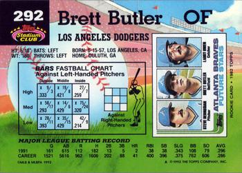 1992 Stadium Club #292 Brett Butler Back