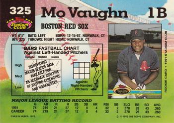 1992 Stadium Club #325 Mo Vaughn Back