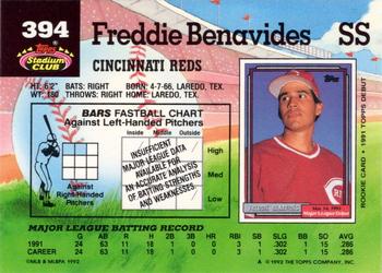 1992 Stadium Club #394 Freddie Benavides Back