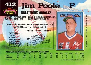 1992 Stadium Club #412 Jim Poole Back