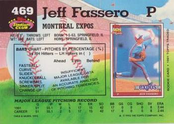 1992 Stadium Club #469 Jeff Fassero Back
