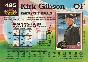 1992 Stadium Club #495 Kirk Gibson Back