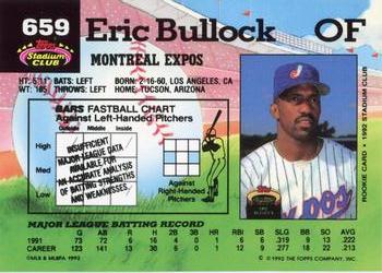 1992 Stadium Club #659 Eric Bullock Back