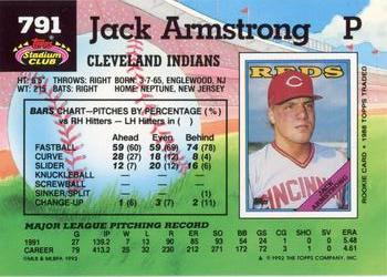 1992 Stadium Club #791 Jack Armstrong Back
