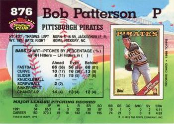1992 Stadium Club #876 Bob Patterson Back