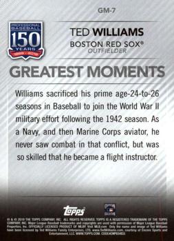 2019 Topps - 150 Years of Professional Baseball - Greatest Moments #GM-7 Ted Williams Back