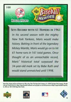 2005 Upper Deck Baseball Heroes - Emerald #108 Roger Maris Back