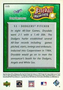 2005 Upper Deck Baseball Heroes - Emerald #115 Don Drysdale Back