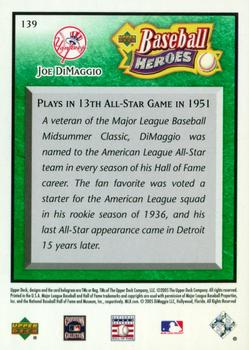 2005 Upper Deck Baseball Heroes - Emerald #139 Joe DiMaggio Back
