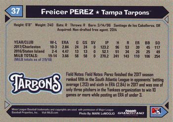 2018 Grandstand Tampa Tarpons #37 Freicer Perez Back