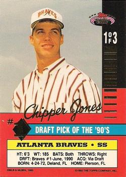 1992 Stadium Club - First Draft Picks #1 Chipper Jones Back
