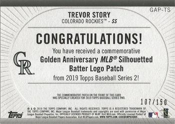 2019 Topps - MLB Logo Golden Anniversary Manufactured Patch 150th Anniversary #GAP-TS Trevor Story Back