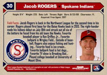 2017 Grandstand Spokane Indians #NNO Jacob Rogers Back